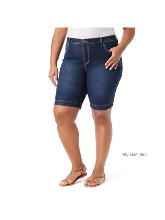 Pants - High Rise Bermuda Plus Size Shorts with Pockets 11" Inseam